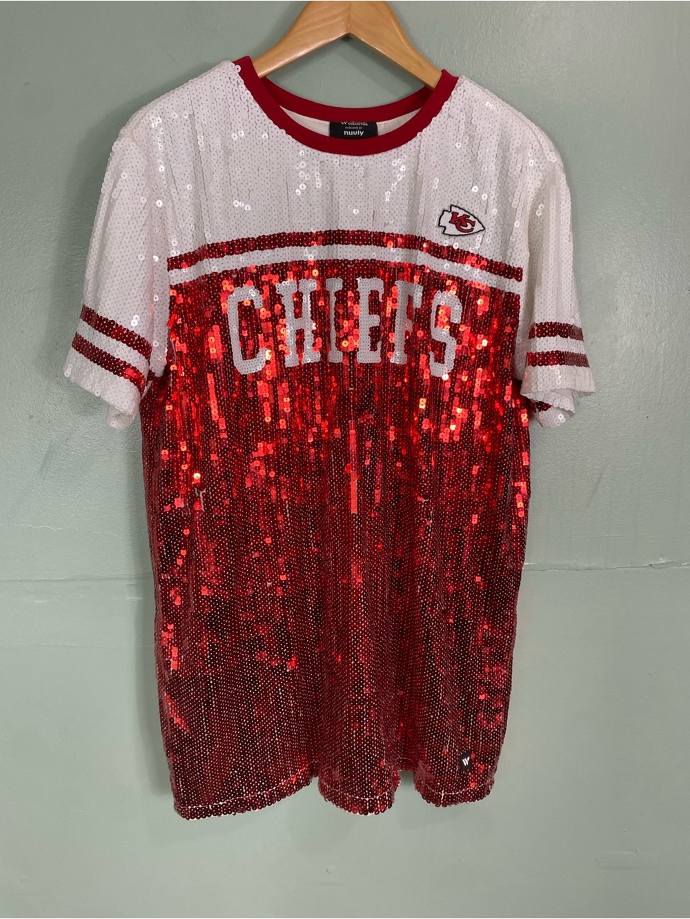 Anthropologie The Wild Collective Kansas City Chiefs Sequin Mini Dress Medium